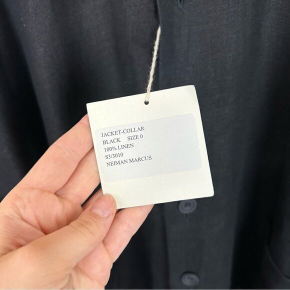 Eskander Black Linen Coat Button Down Oversized Artsy Lagenlook New Size 0 - Picture 3 of 8